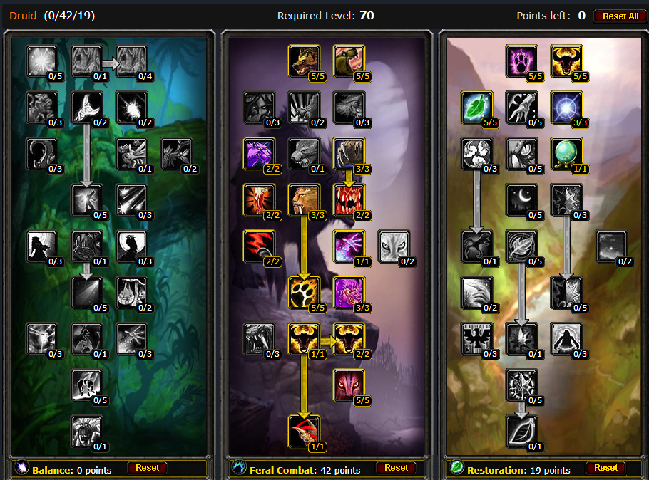 Feral Druid Leveling Spec Classic Tbc