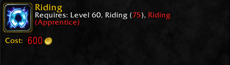 Burning Crusade Classic mount cost and level requirements