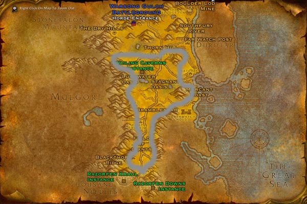 Barrens Mining route