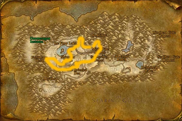 Dun Morogh Gnome Dwarf Mining route